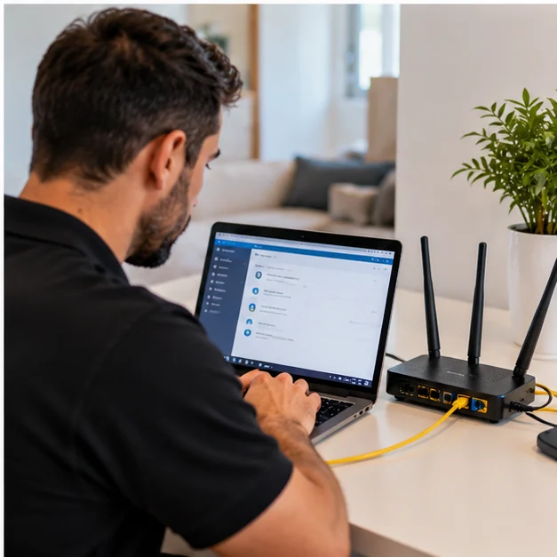 Ilustração de configuração de Wi-Fi